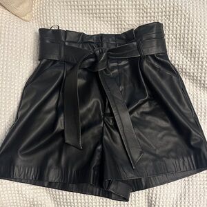 ZARA Black Faux Leather Shorts